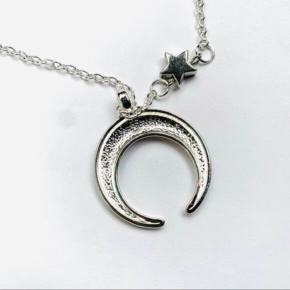 Silver Toned Moon & Star Necklace - Picture 4 of 5